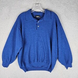 Toscano Polo Sweater Mens 2XT Knit Pure Wool Office Casual Long Sleeve Popover